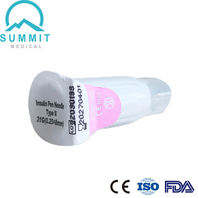 Ultra-Thin διαβητική βελόνα μανδρών ασφάλειας για τις άνετες εγχύσεις, 31G 8mm, 100 PC