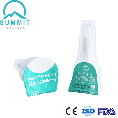 Εξαιρετικά λεπτές ανώδυνες βελόνες 32G 8mm μανδρών ινσουλίνης με τρι-λοξευμένη τη Siliconized βελόνα